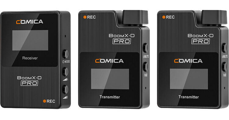 Comica Audio BoomX-D PRO D2 Ultracompact 2-Person Digital Wireless Microphone System/Recorder (2.4 GHz, Black)