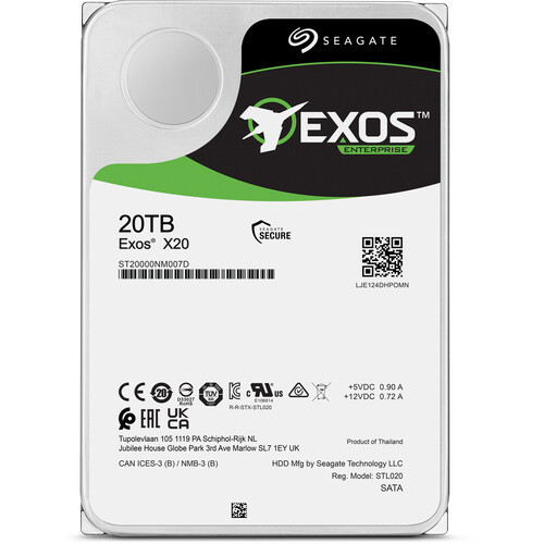 Seagate 20TB Exos X20 7200 rpm SATA III 6 Gb/s 3.5" Internal HDD (OEM)
